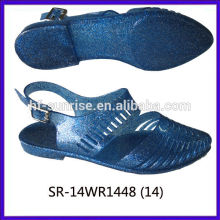 SR-14WR1448 (14) flache Fersengelee Sandalen Glitzer Plastiksandelholze Großhandelsdamen Geleesandelholze